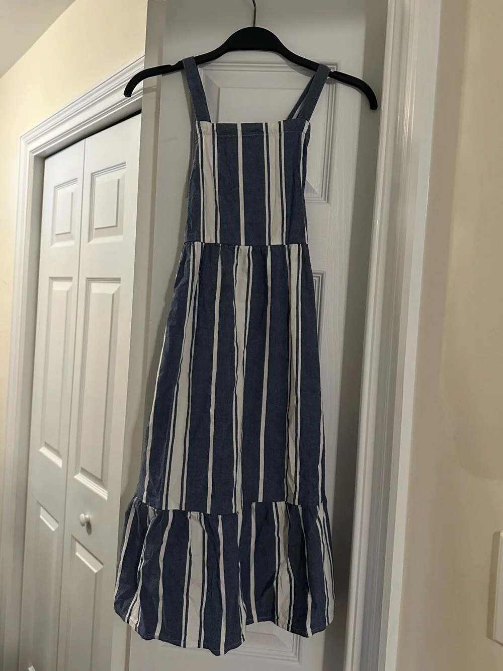 Blue and White Striped Dress size 6/7 and Floral Dress Size 7